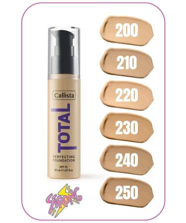 Callista Total Perfecting Spf 15 Intensive Coverage Matte Finish Foundation - 220 Natural Beige - Light Beige - Buy Online on GoSupps.com