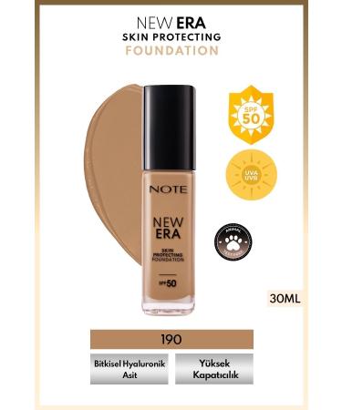 Note Cosmetics New Era Skin Protecting Spf 50 Moisturizing Effective Hyaluronic Acid Foundation - 190 Deep Neutral