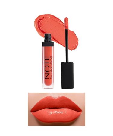 Note Cosmetics Mattemoist Lipgloss Semi-Matte Satin Finish Liquid Lipstick 405 First Kiss - Pomegranate Flower