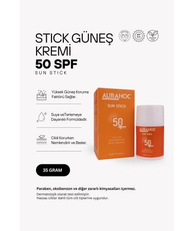 AURAHOC Anti-Spot Stick Sun Cream - 35gr | Spf 50 Mineral Filter High Protection