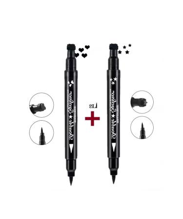 ROWENAROSE 2-Piece Double-Sided Star and Heart Patterned Pencil Eyeliner Set