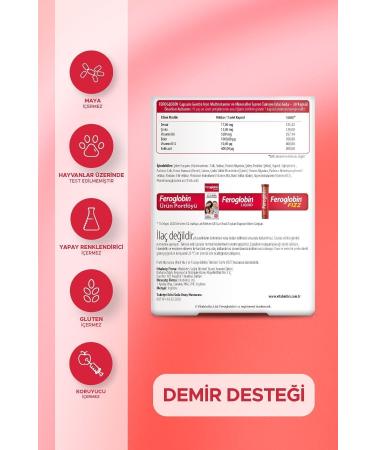 Vitabiotics Feroglobin Iron (Gentle Iron) Vitamin B12 Folic Acid Zinc Copper Containing Supplementary Food 30 Capsules - Buy Online on GoSupps.com