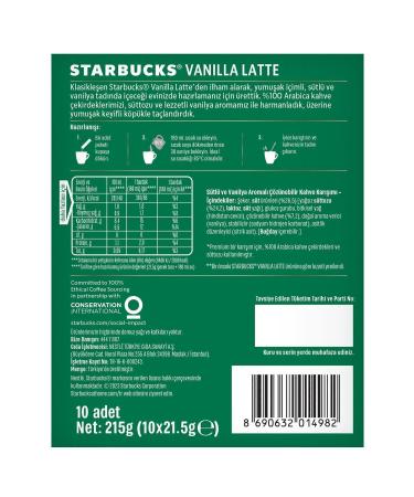 Starbucks Vanilla Latte Premium Coffee Mix 21.5 Gr X 10 Packs - Buy Online on GoSupps.com