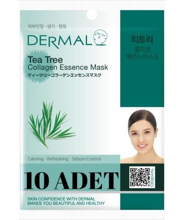 Dermal Sebum Control Soothing Revitalizing Tea Tree Collagen Face Mask 10 Pieces
