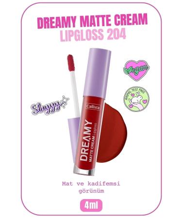 Callista Dreamy Matte Cream Lipgloss Matte Look Lip Gloss - 204 Hot Girl Check - Red
