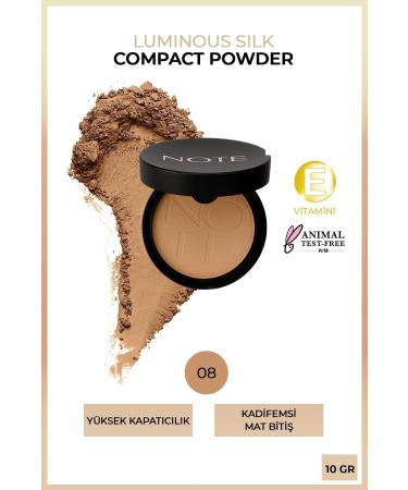 Note Cosmetics Luminous Silk Compact Powder 08 Sunny Matte Finish Powder Face Powder