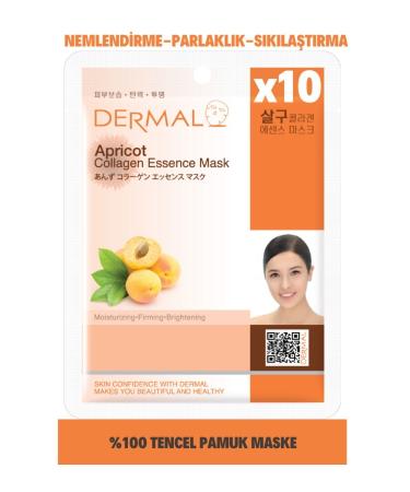 Dermal Apricot Collagen Essence Moisturizing Firming Skin Care Mask for All Skin Types 10 Pieces