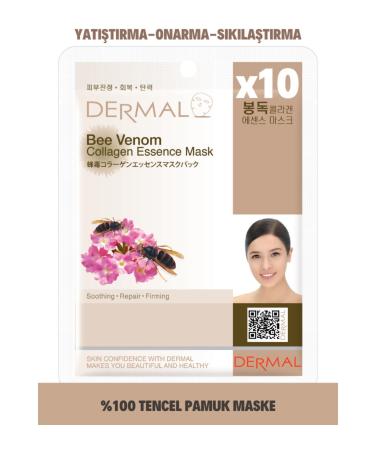 Dermal Bee Venom Collagen Essence Soothing Firming Skin Care Mask for All Skin Types 10 Pieces