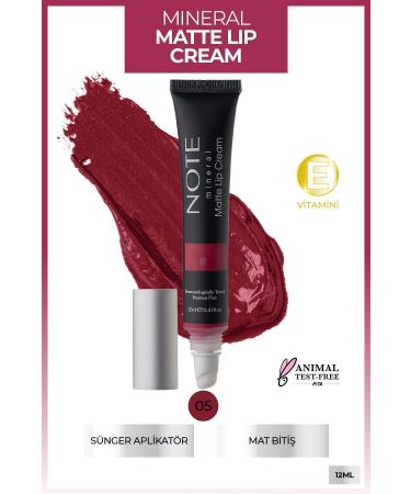 Note Cosmetics Mineral Matte Lip Cream Semi-Matte Finish Liquid Lipstick 05 Plum Wine - Red - Buy Online on GoSupps.com