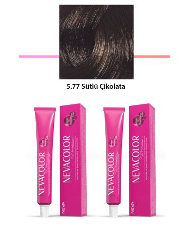 Local Marketing 2 Set Premium 5.77 Milk Chocolate - Permanent Cream Hair Dye 2 X 50 g Tube - LKM3480-4425