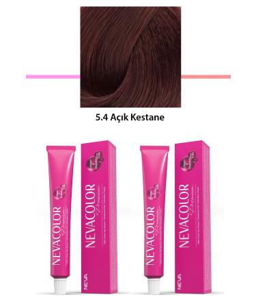 Narnuga 2 Set Premium 5.4 Light Chestnut - Permanent Cream Hair Dye 2 X 50 g Tube - MCT9702-7040