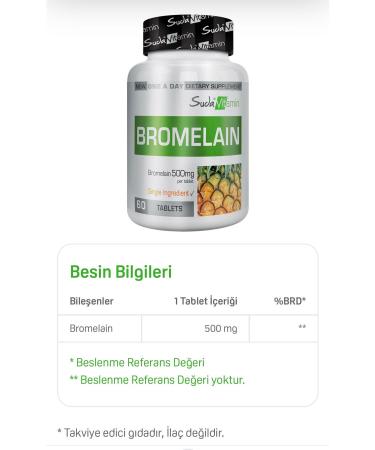 Vitamin Bromelain in Water 500 mg 60 Tablets Supplementary Food Containing Bromelain Enzyme - Buy Online on GoSupps.com