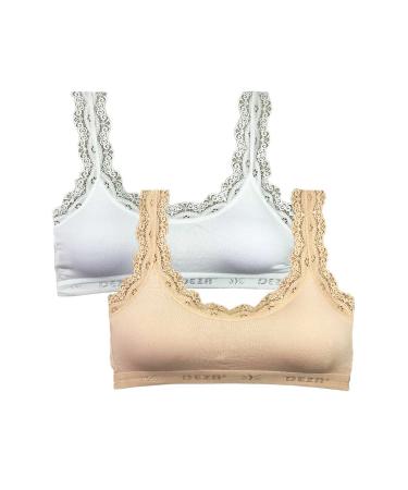 Skygo 2 Piece Lace Embroidery Padded Bamboo Women's Bustier White Skin