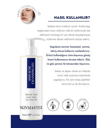 SkinMaster Anti-Acne and Blackhead Sebum Balancing Facial Cleansing Gel (bha + Lactic Acid + Tea Tree Oil) - Buy Online on GoSupps.com