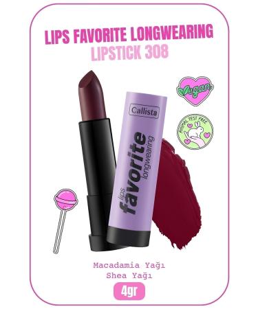 Callista Lips Favorite Longwearing Lipstick Lipstick 308 Vampy Like - Claret Red