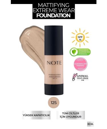 Note Cosmetics Mattifying Extreme Wear Spf 15 Intensive Coverage Matte Finish Foundation - 125 Beige Ivory