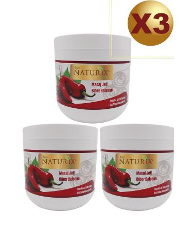 Naturix 3 Pieces Paprika Chili Pepper Balsam Massage Gel 500 Ml