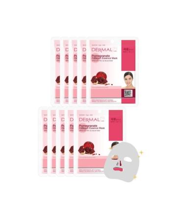 Dermal Pomegranate Collagen Essence Firming Moisturizing Skin Care Mask for All Skin Types 10 Pieces - Buy Online on GoSupps.com