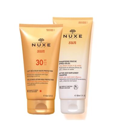 Nuxe Sun Protection Face and Body Milk Spf30 150ml + After Sun Moisturizing Shampoo