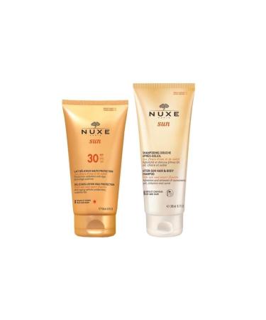 Nuxe Sun Protection Face and Body Milk Spf30 150 Ml + After Sun Hair and Body Shampoo 200 Ml