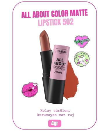 Callista All About Color Matte Lipstick Moisturizing Matte Lipstick - 502 My Empire - Orange