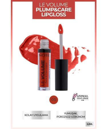 Note Cosmetics Le Volume Plump & Care Lipgloss Moisturizing Lip Gloss - 05 No Fear Red - Red - Buy Online on GoSupps.com