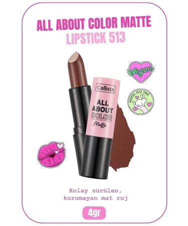 Callista All About Color Matte Lipstick Nemlendirici Mat Ruj - 513 Hot Cocoa - Kahverengi