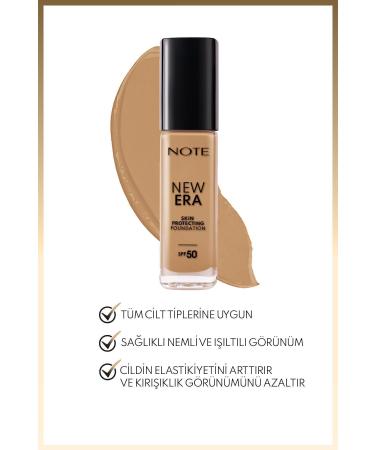 Note Cosmetics New Era Skin Protecting Spf 50 Moisturizing Effective Hyaluronic Acid Foundation - 180 Dark Honey - Buy Online on GoSupps.com