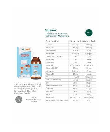 Natuwell Gromix L-arginine Phosphatidylserine Multivitamin Syrup 150ml 2 Pack - Buy Online on GoSupps.com