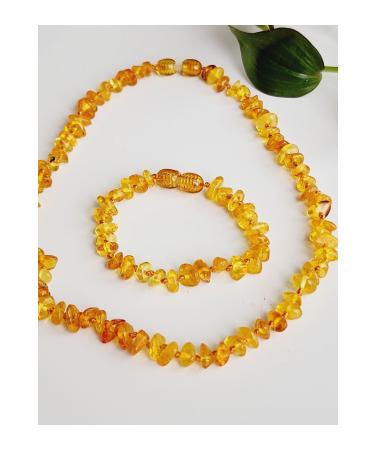 Amber Palace Drop Amber Children's Necklace Bracelet Set Certified Natural Bright Color