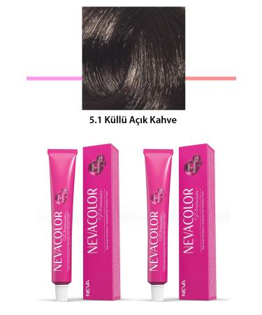 BORES 2 Set Premium 5.1 Ash Light Brown - Permanent Cream Hair Dye 2 X 50 g Tube - BRS4469-3947