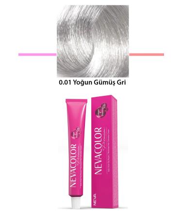 ZehraTech Premium 0.01 Intense Silver Grey - Permanent Cream Hair Dye 50 g Tube - ZHT1243-7464