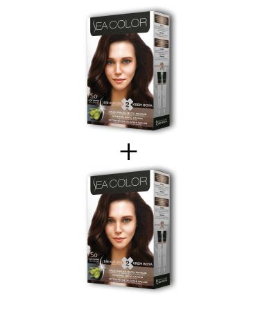 CACTUS JACK 2X2 Tube Cream Hair Dye Set Light Brown No: 5.0 - KTJ9600-2506