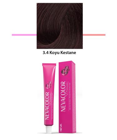 Zerda Premium 3.4 Dark Chestnut - Permanent Cream Hair Dye 50 g Tube - ZRD1825-9897