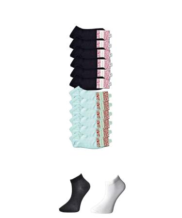 Skygo Black and White Women's Ankle Socks 12 pairs