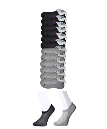 Skygo Black and Grey Men's Invisible Socks 12 pairs