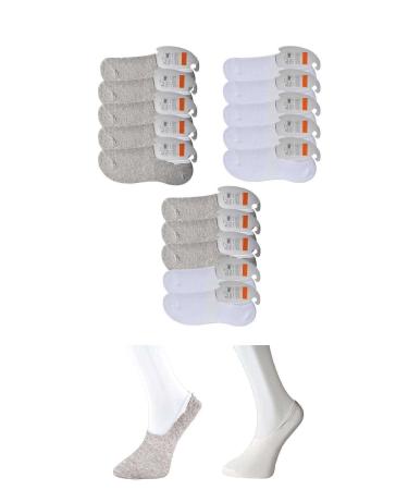 Skygo Gray and White Men's Ballerina Socks 15 pairs