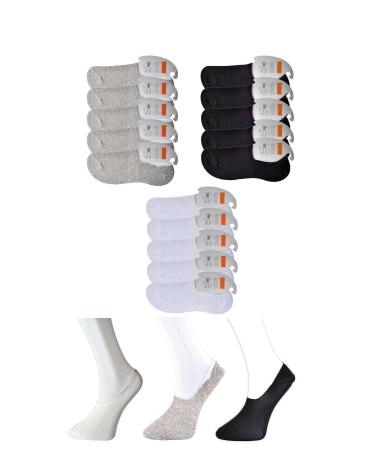 Skygo Black Grey and White Men's Ballerina Socks 15 pairs