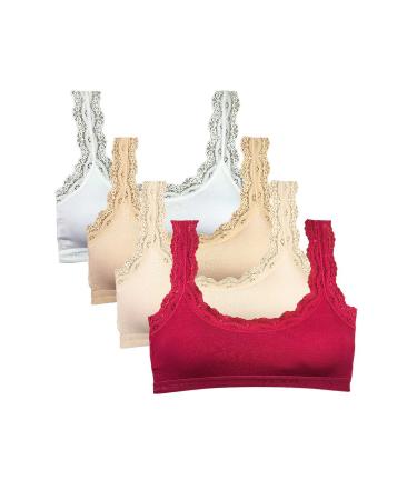 Skygo 4 Piece Lace Embroidery Padded Bamboo Women's Bustier Set