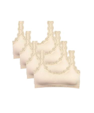 Skygo 4 Piece Lace Embroidery Padded Bamboo Women's Bustier Cream