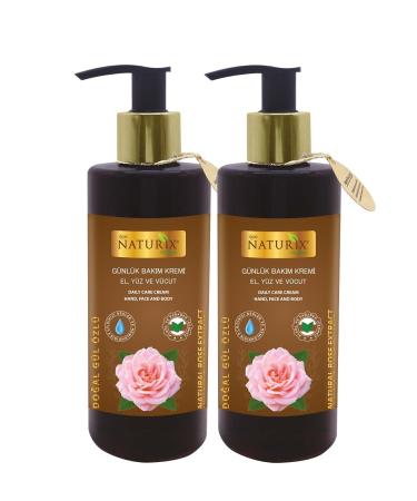 Naturix Rose Essence Hand - Face - Body Lotion Moisturizing Therapy Cream 2 Pieces 250 ml Rose Cream