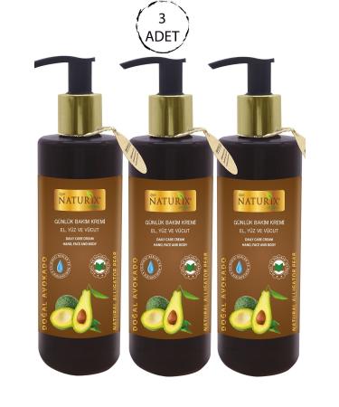 Naturix 3-Part Avocado Oil Extract 250 Ml Organic Daily Care Cream Moisturizing Hand Face Body Care Cream