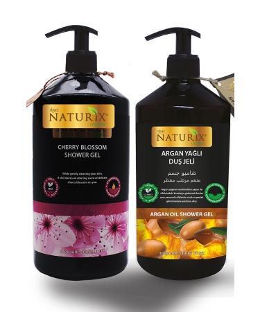 Naturix Organic Argan Oil Shower Gel 1000 ml and Japanese Cherry Shower Gel 1000 ml