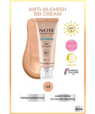 Note Cosmetics Anti-Blemish BB Cream SPF 15 Acne Prone Skin BB Cream - 03 Natural Beige