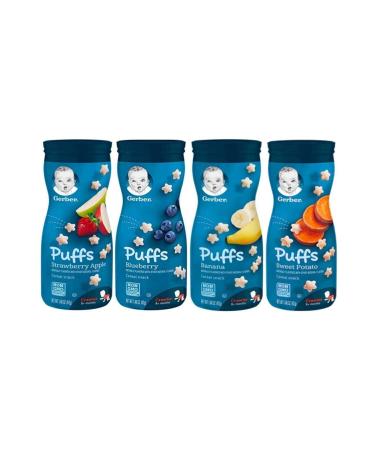 Gerber Puffs Set of 4 - Banana & Strawberry & Sweet Potato & Blueberry