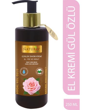 Naturix Rose Essence Organic Daily Care Cream Intensive Moisturizing Hand - Face - Body Care Cream 250 ml