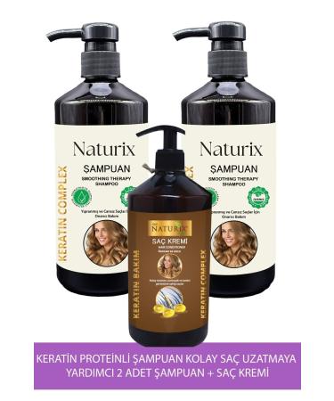 Ilgaz Naturix Organix Herbal Repair Keratin Shampoo 2 Pieces 600 Ml Keratin Shampoo + 500 Ml Keratin Conditioner