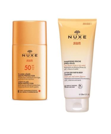 Nuxe Sun Sunscreen Face Cream Spf 50 50 ml - After Sun Hair and Body Shampoo 200 ml