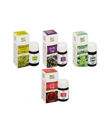Bio Vitals Sage-Juniper-Melissa-Rose Aromatic Massage Skin Care Oil Set of 4