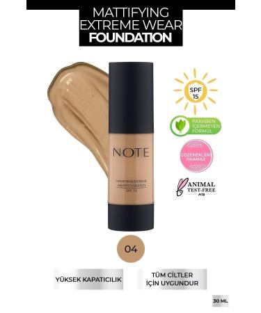 Note Cosmetics Mattifying Extreme Wear Spf 15 Intensive Coverage Matte Finish Foundation - 04 Sand